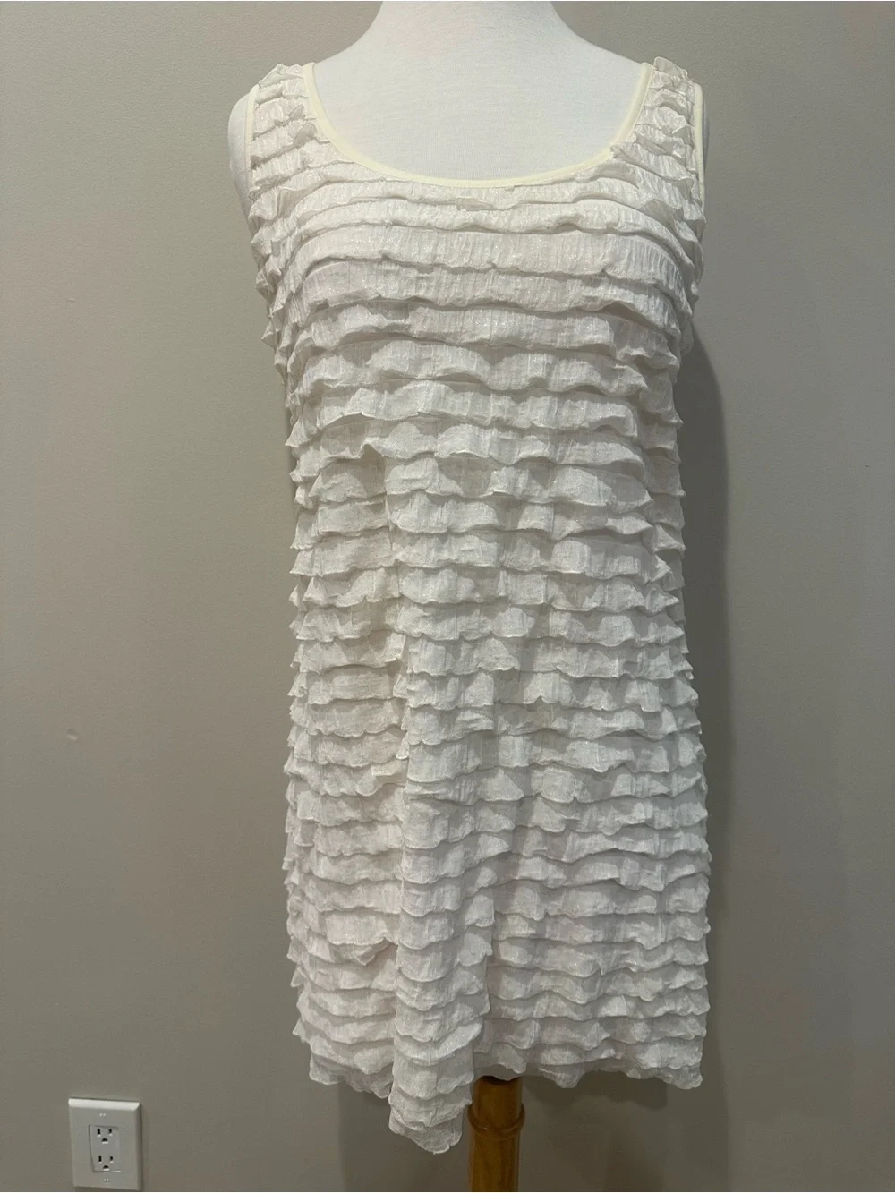 Free People White Tiered Ruffle Flapper Style Dress - Size M